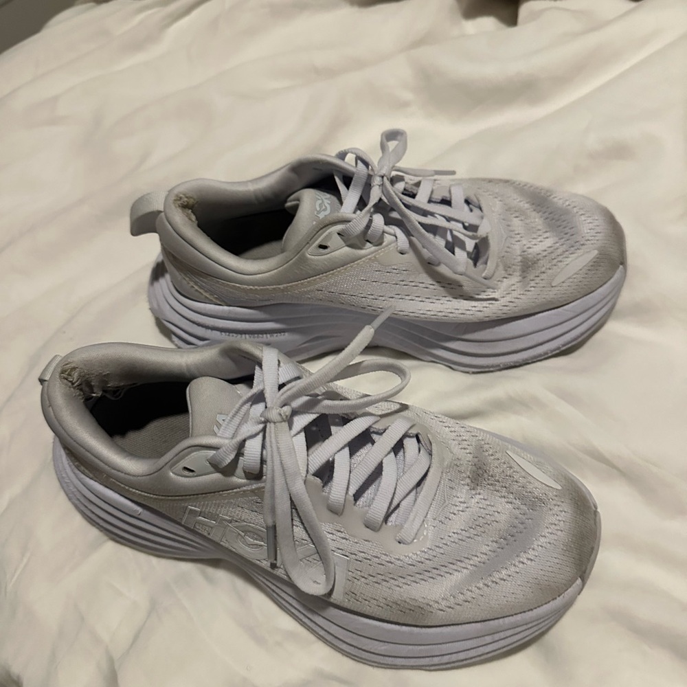 Hoka White Running Shoes Bondi